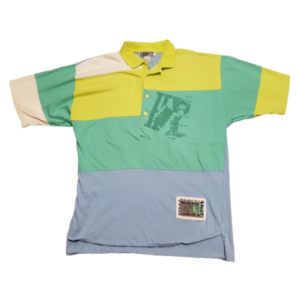 HEET Sportswear Tropical Polo Shirt Multi-color Men's Small S Vintage Retro 90s